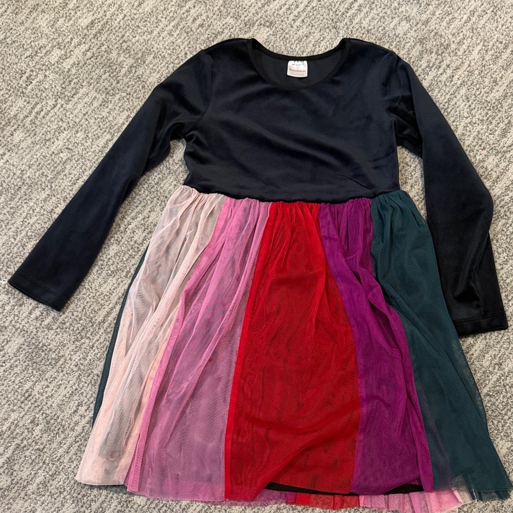 Hanna Andersson black velvet and Multicolor Tulle Dress
